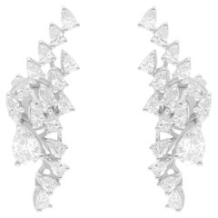 1.79 Carat SI/H Pear Brilliant Cut Diamond Earrings 18 Karat White Gold Jewelry