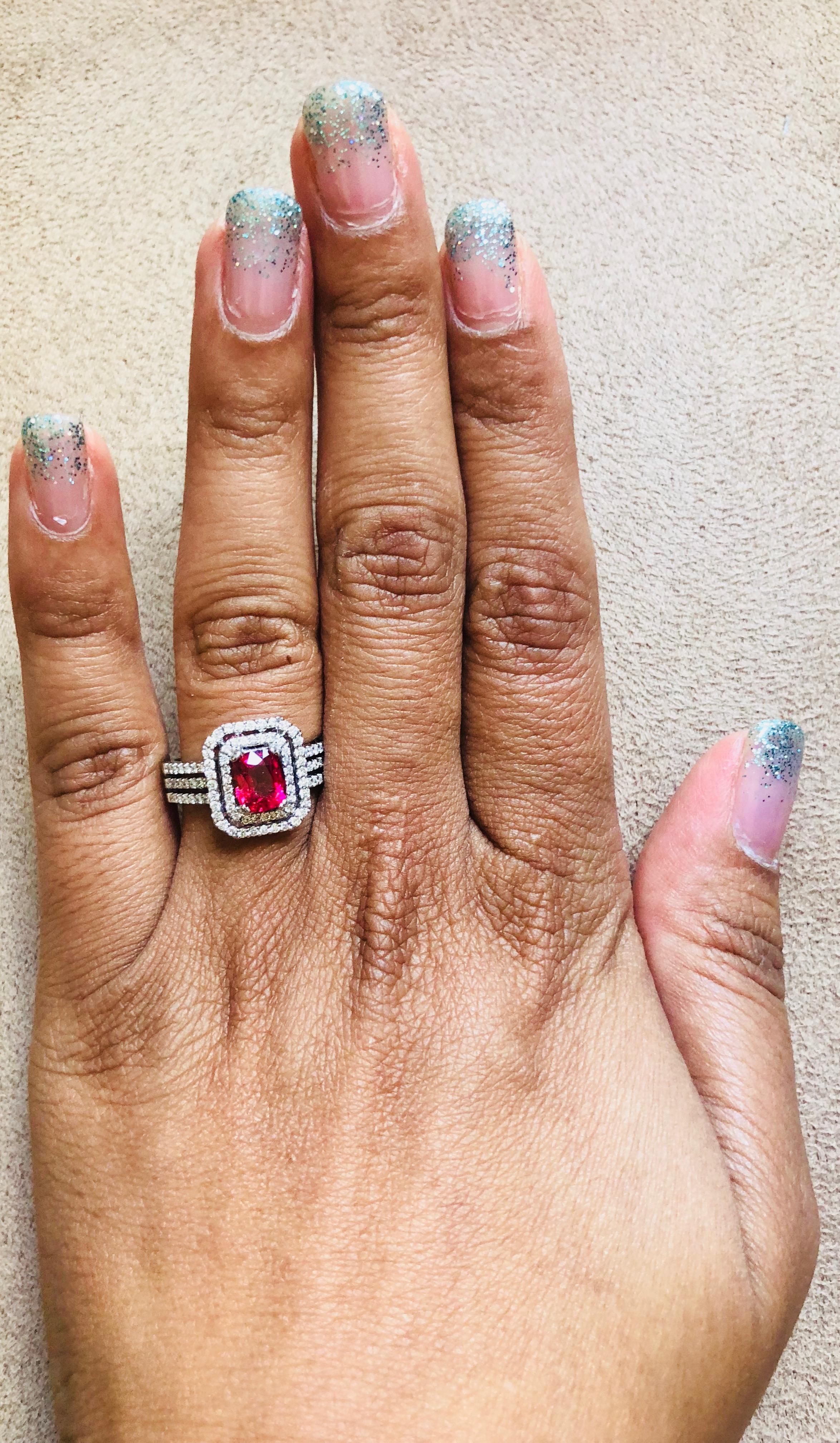 Women's 1.79 Carat Spinel Diamond White Gold Engagement Ring