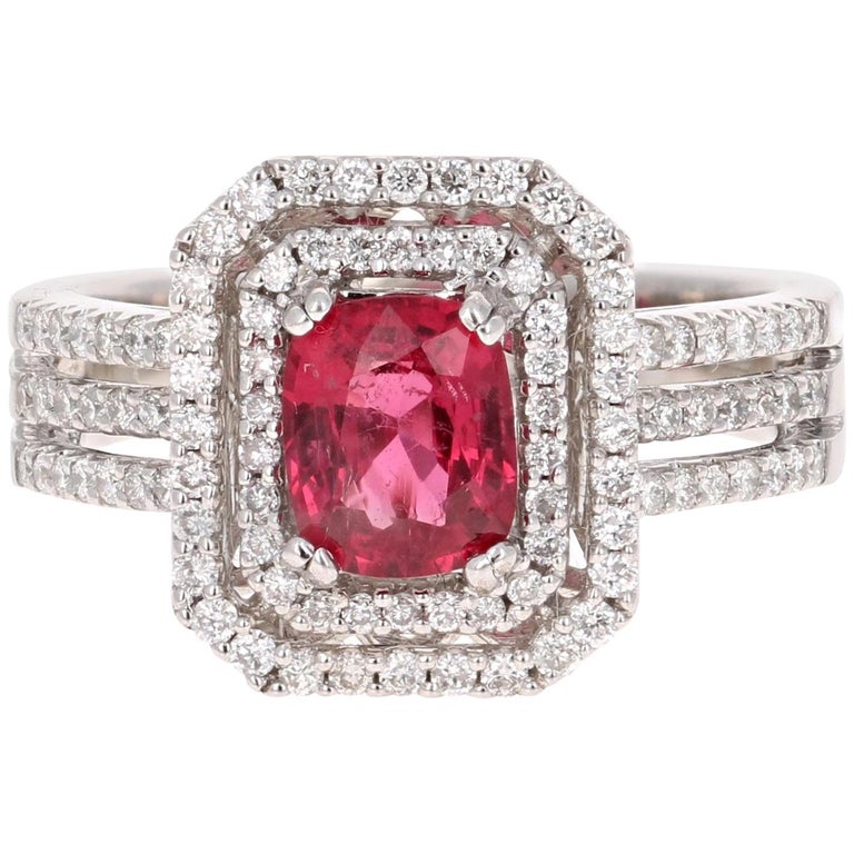 1.79 Carat Spinel Diamond White Gold Engagement Ring For Sale at 1stDibs