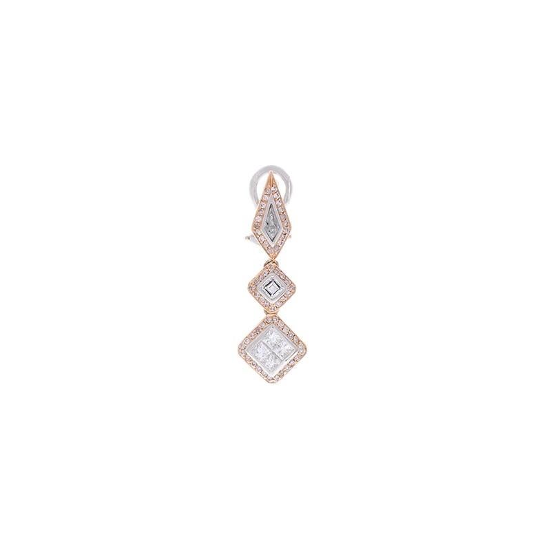 1.79 Karat insgesamt Fancy Shape zweifarbiger Diamant-Tropfen-Ohrring im Zustand „Neu“ im Angebot in Chicago, IL