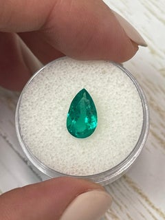 1.79 Carat Vivid Muzo Green Colombian Emerald - Pear-Cut May Birthstone Gem