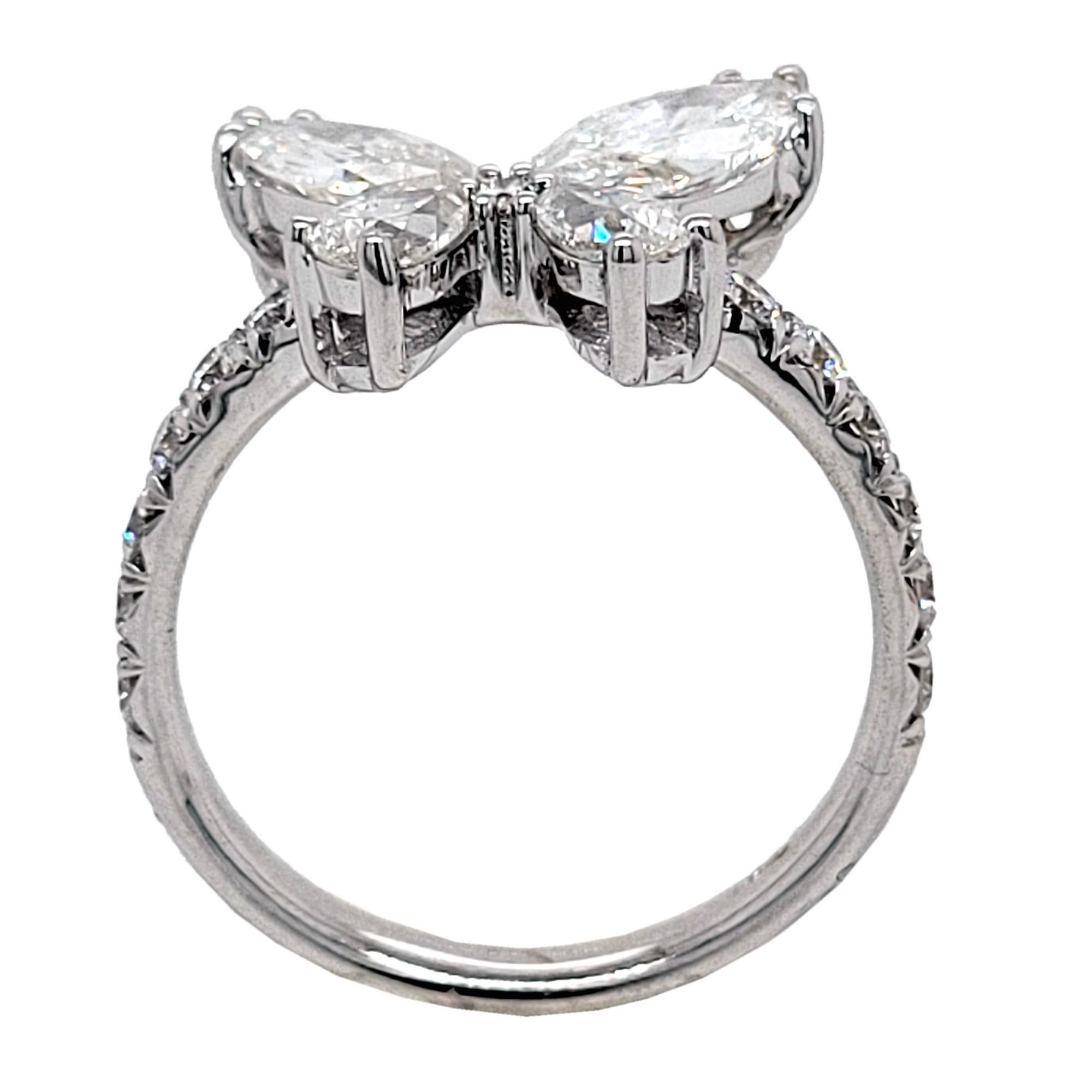Bague papillon en diamant 1,79 carat avec tige sertie en pavé français Neuf - En vente à Los Angeles, CA