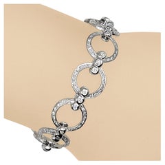 1.79 Ct Pave Set/Bezel Set 14K Gold Diamond Bracelet - Circular Links