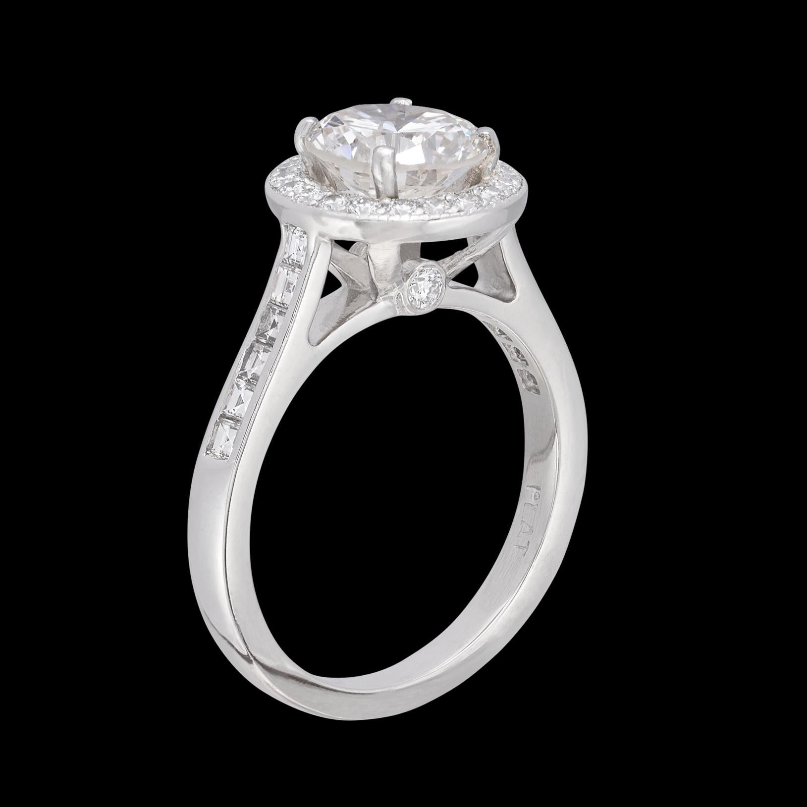 1.79-Ct. Round Brilliant-Cut & Platinum Engagement Ring In Excellent Condition For Sale In San Francisco, CA