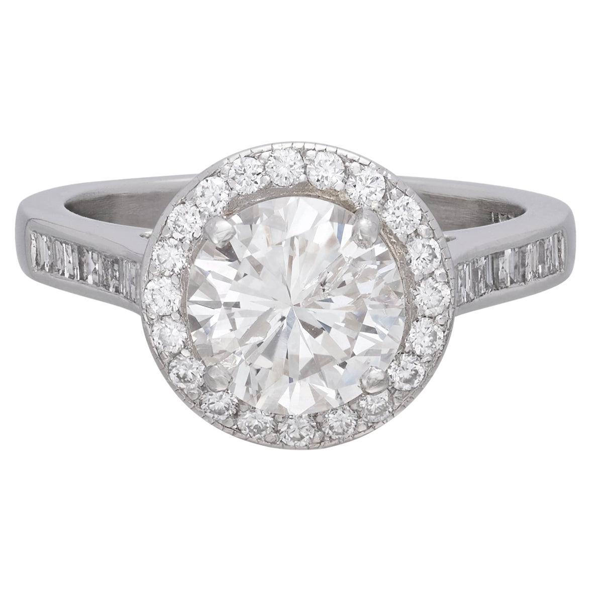 1.79-Ct. Round Brilliant-Cut & Platinum Engagement Ring For Sale