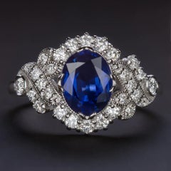 1.74 Carat Sapphire Diamond Ring Oval Cut