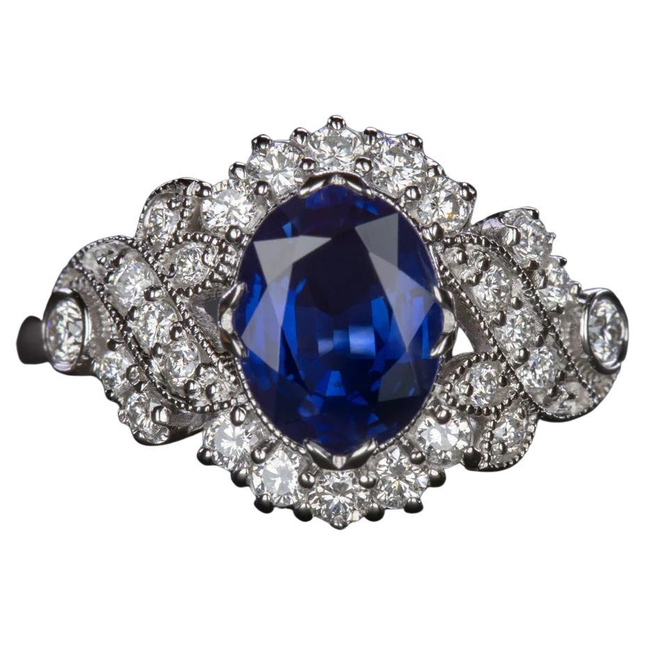 Anello con zaffiro e diamante da 1.74 carati con taglio ovale