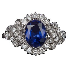 Anello con zaffiro e diamante da 1.74 carati con taglio ovale