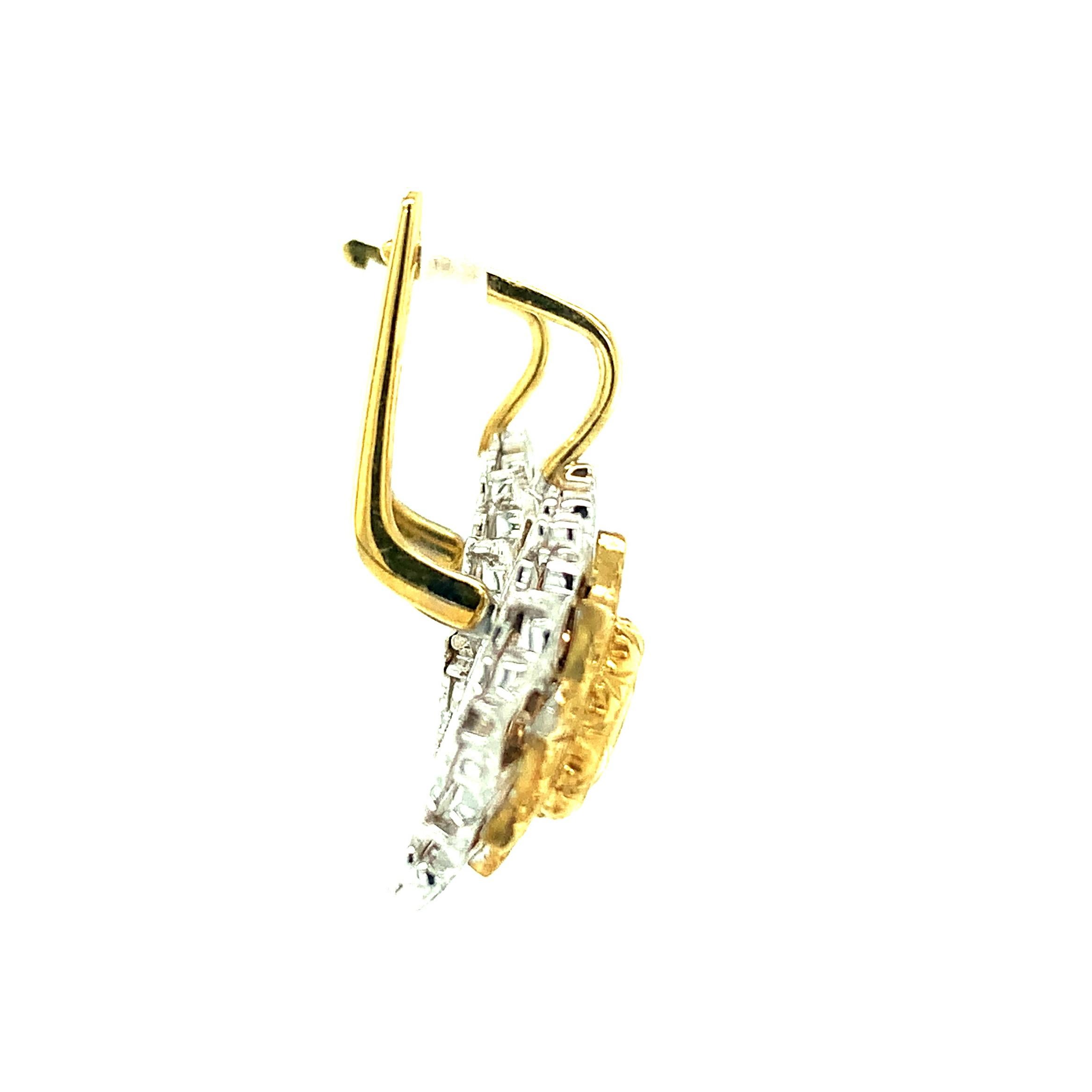 Yellow Sapphire Drop Earrings in 18K White and Yellow Gold, 1.79 Carat Total For Sale 1