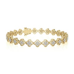 Bracelets à fleurs collection Moonlight en or jaune 14 carats avec diamants ronds de 1,79 carat poids total