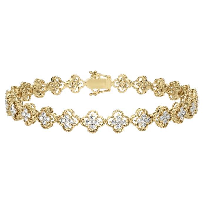 1.79 Karat runde Diamanten 14K Gelbgold Moonlight Kollektion Blumenarmbänder