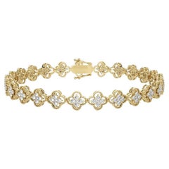 1.79 CTW Round Diamonds 14K Yellow Gold Moonlight Collection Floral Bracelets