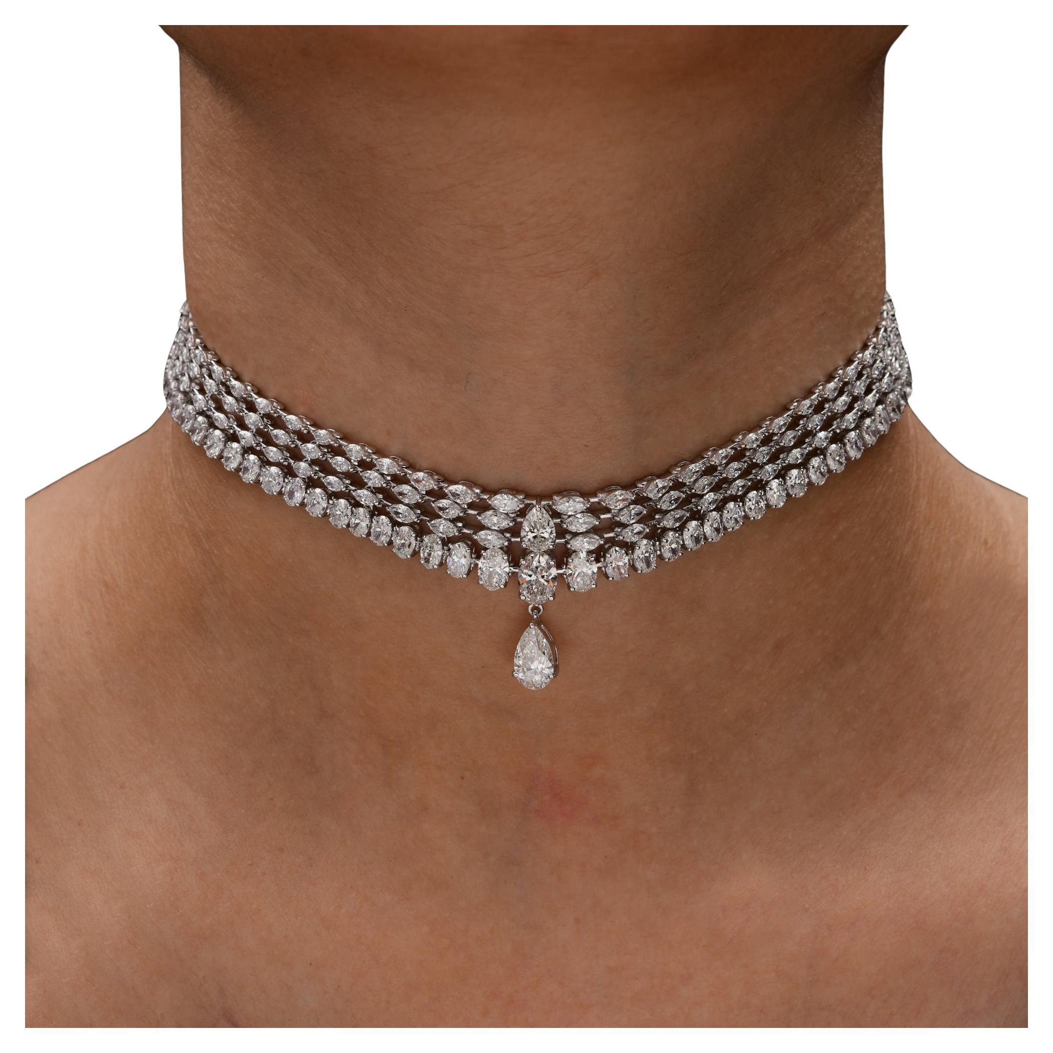 17,90 Karat SI Reinheit HI Farbe Diamant Choker Halskette 18 Karat Weißgold