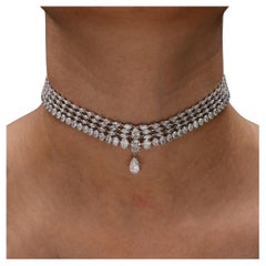 17,90 Karat SI Reinheit HI Farbe Diamant Choker Halskette 18 Karat Weißgold