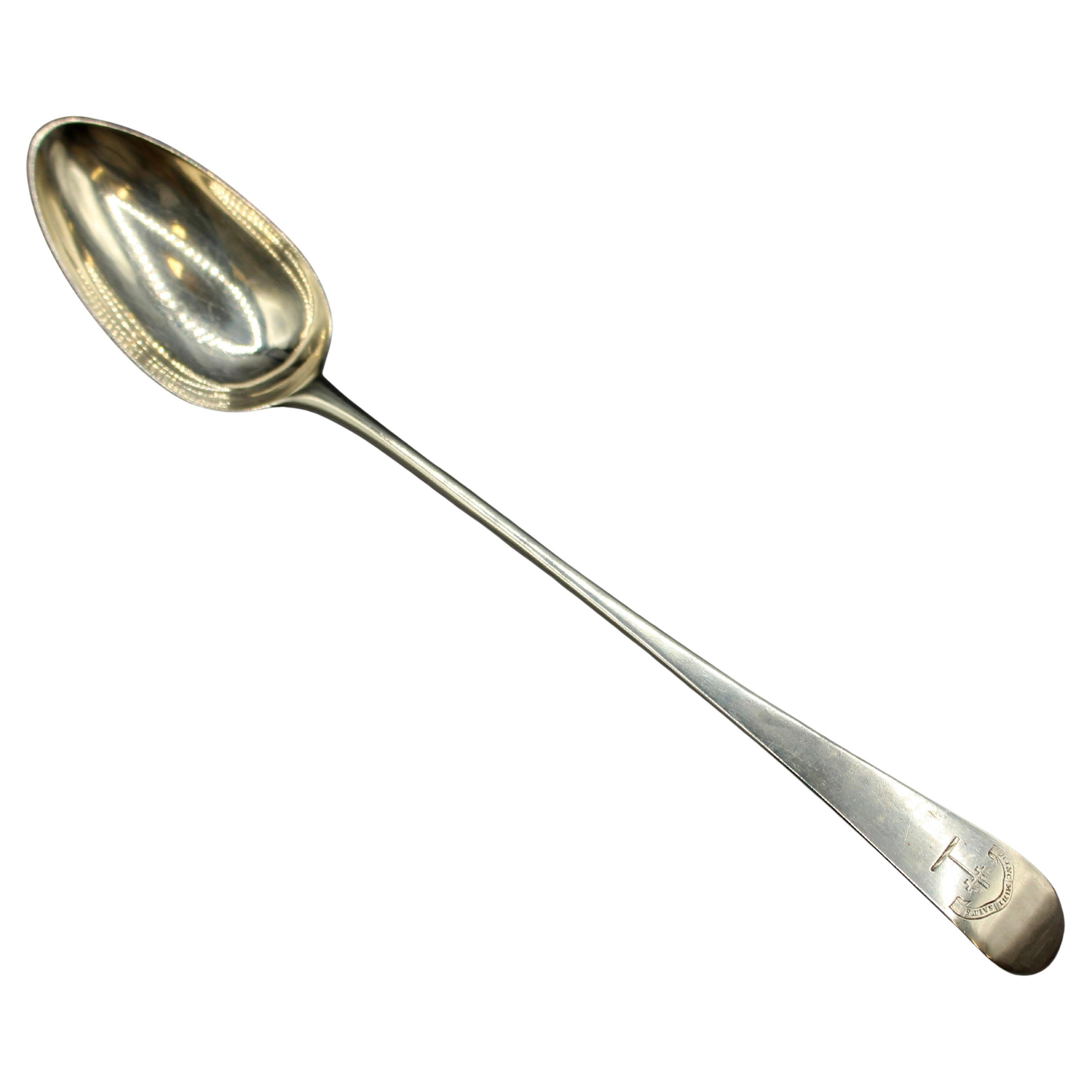 1790 English George III Sterling Silver Basting Spoon by Jacob Levi