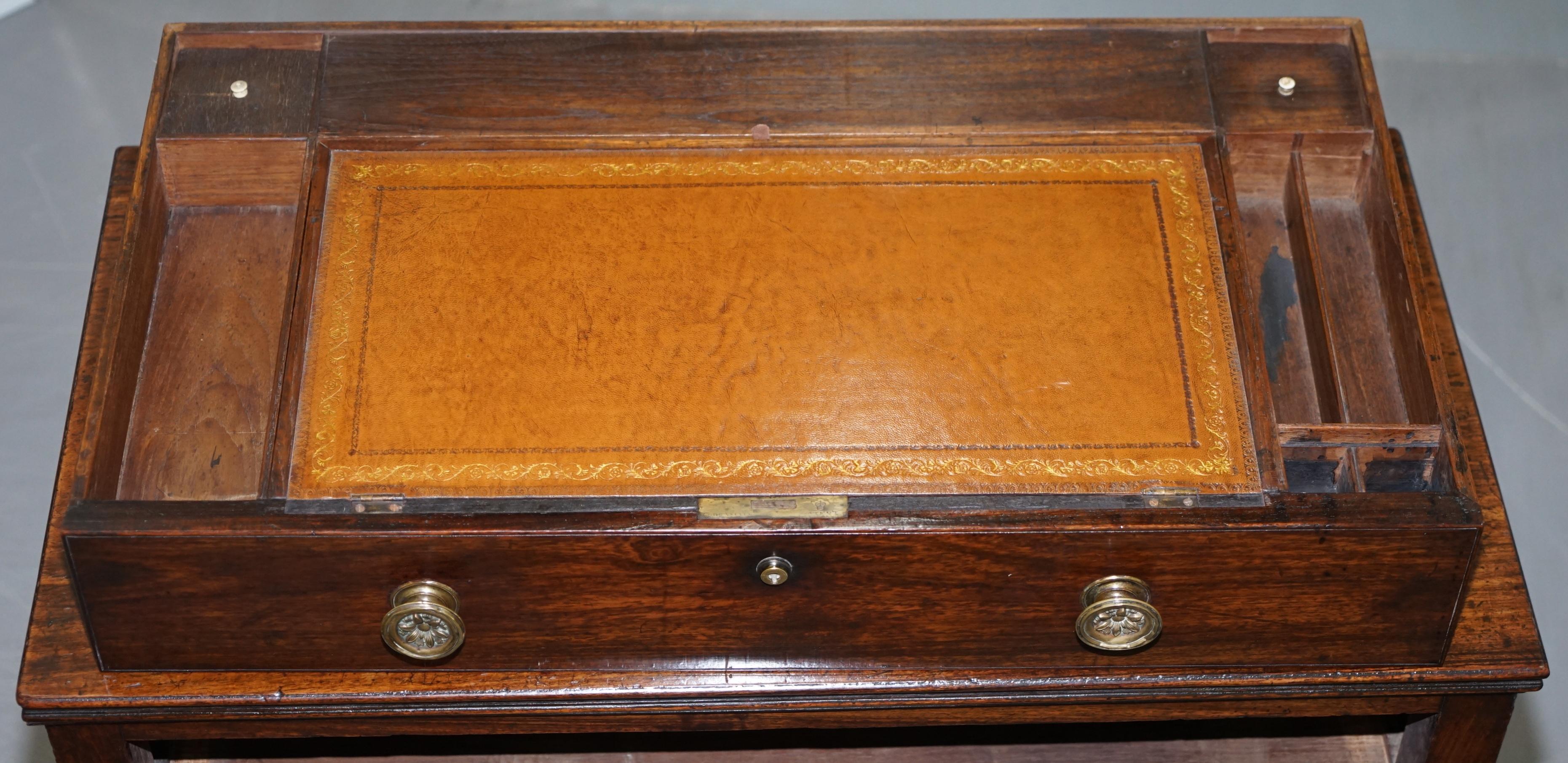 Table de bureau secrétaire de bibliothèque en bois dur cubain Gillows de 1790 I Bramah Lock en vente 6