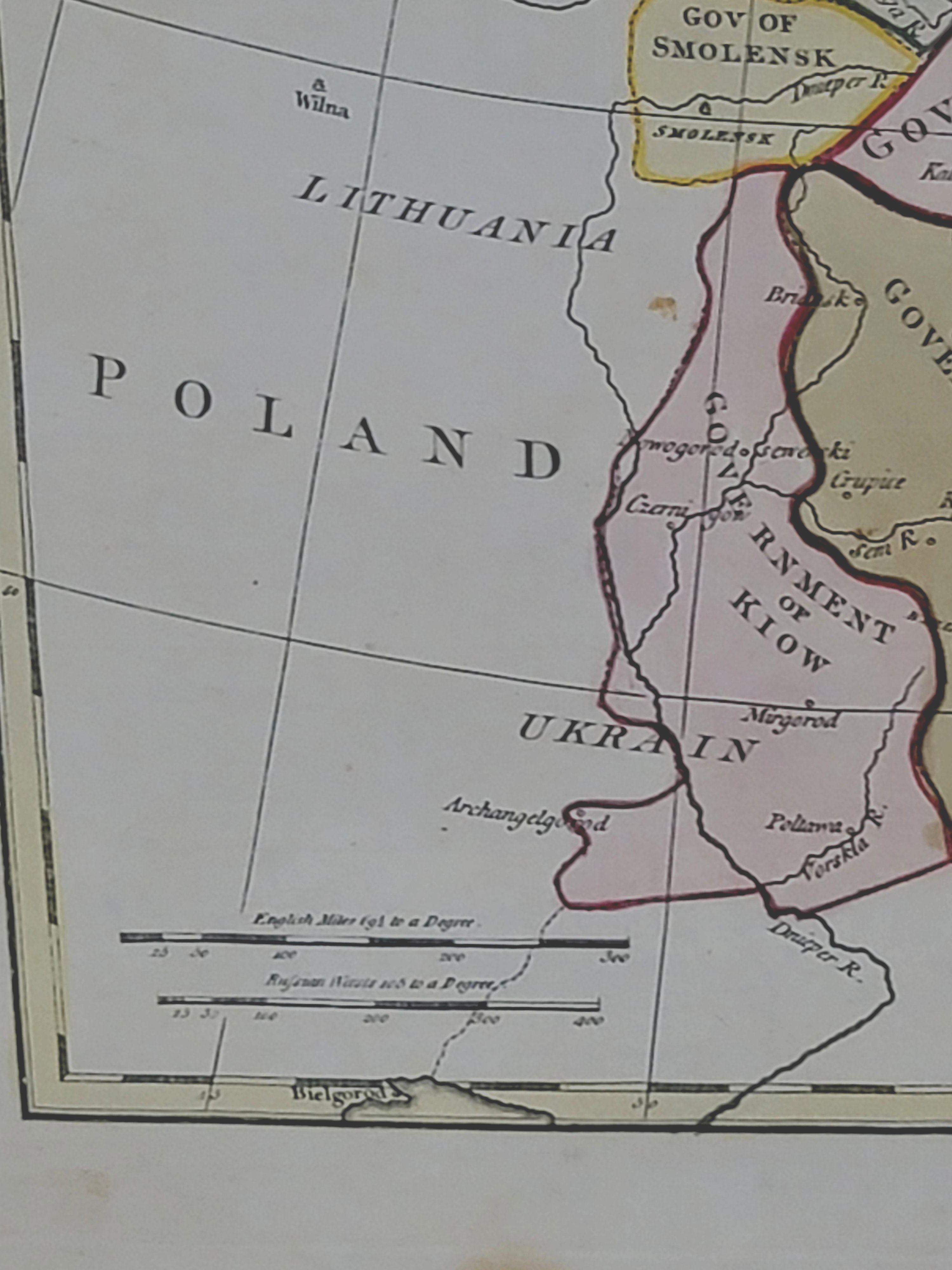 Painted 1790 Thomas Stackhouse Map, Entitled 