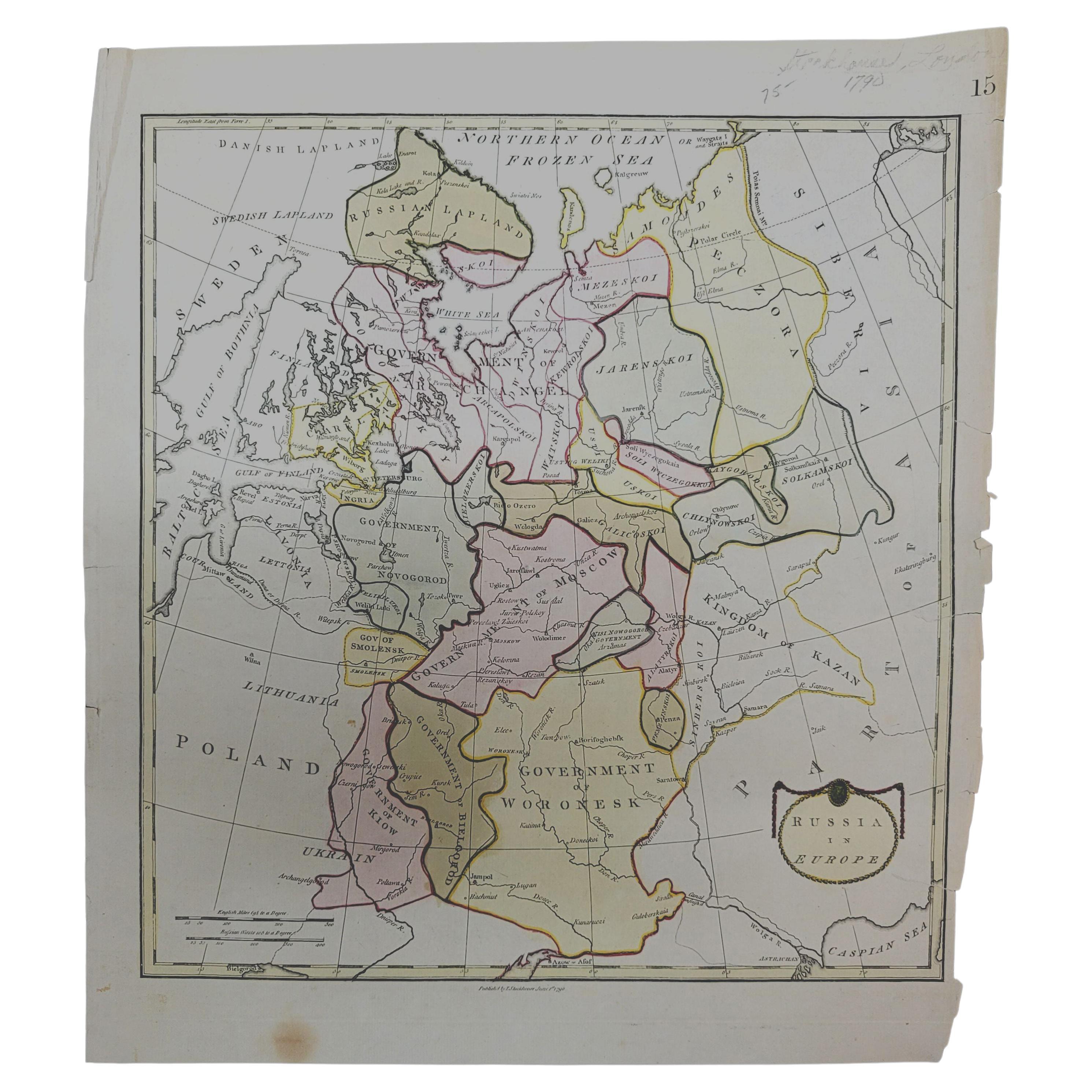 1790 Thomas Stackhouse Map, Entitled "Russia in Europe, " , Ric.a004 For Sale