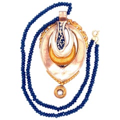 1790s Baroque Bourbon Gold Pendant Onyx Necklace