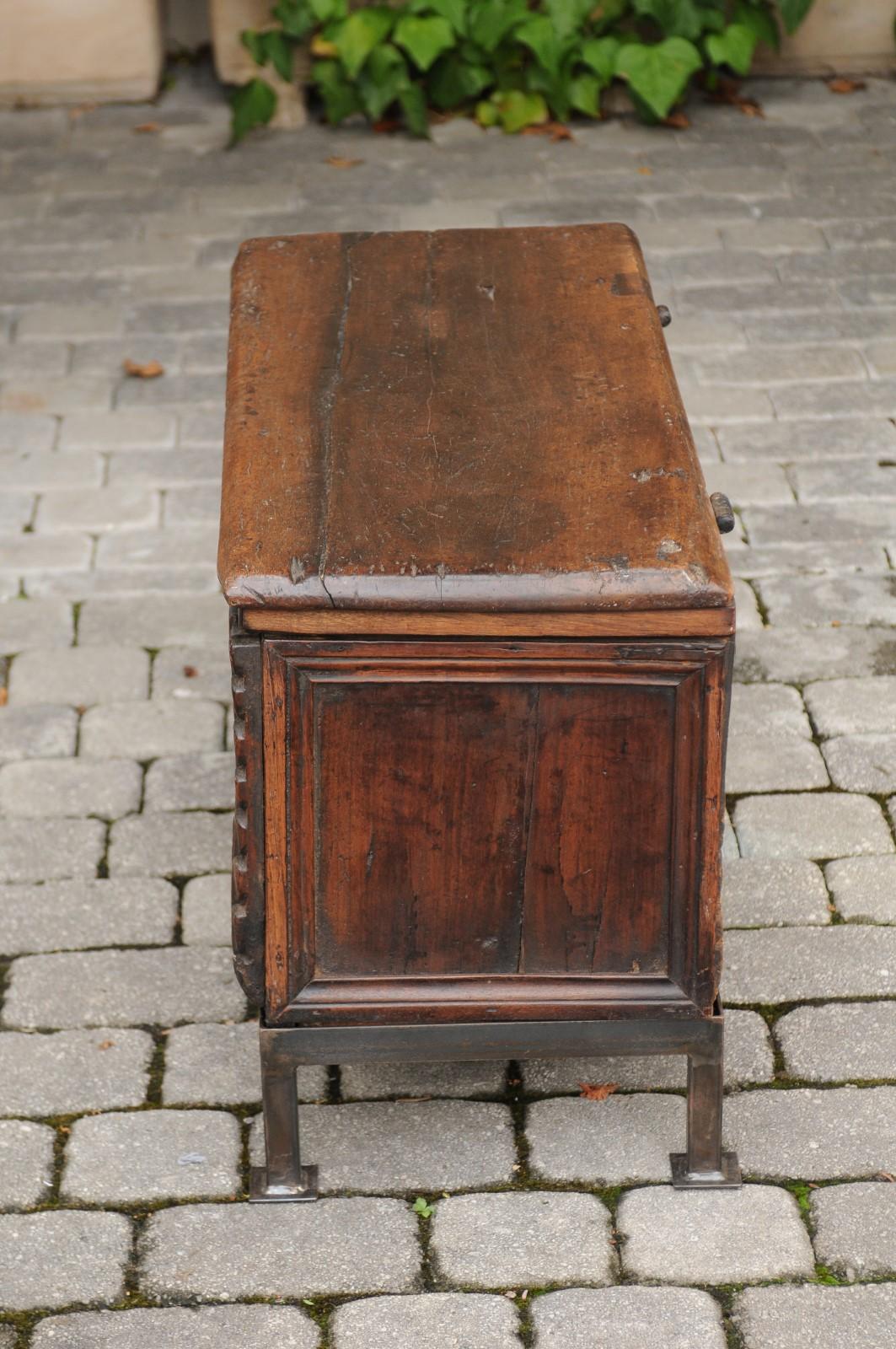 1790s English George III Period Hand Carved Walnut Coffer on New Custom Stand 4