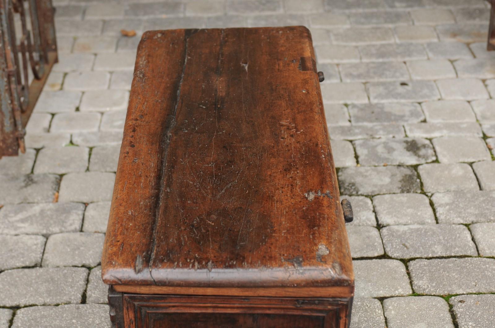 1790s English George III Period Hand Carved Walnut Coffer on New Custom Stand 5