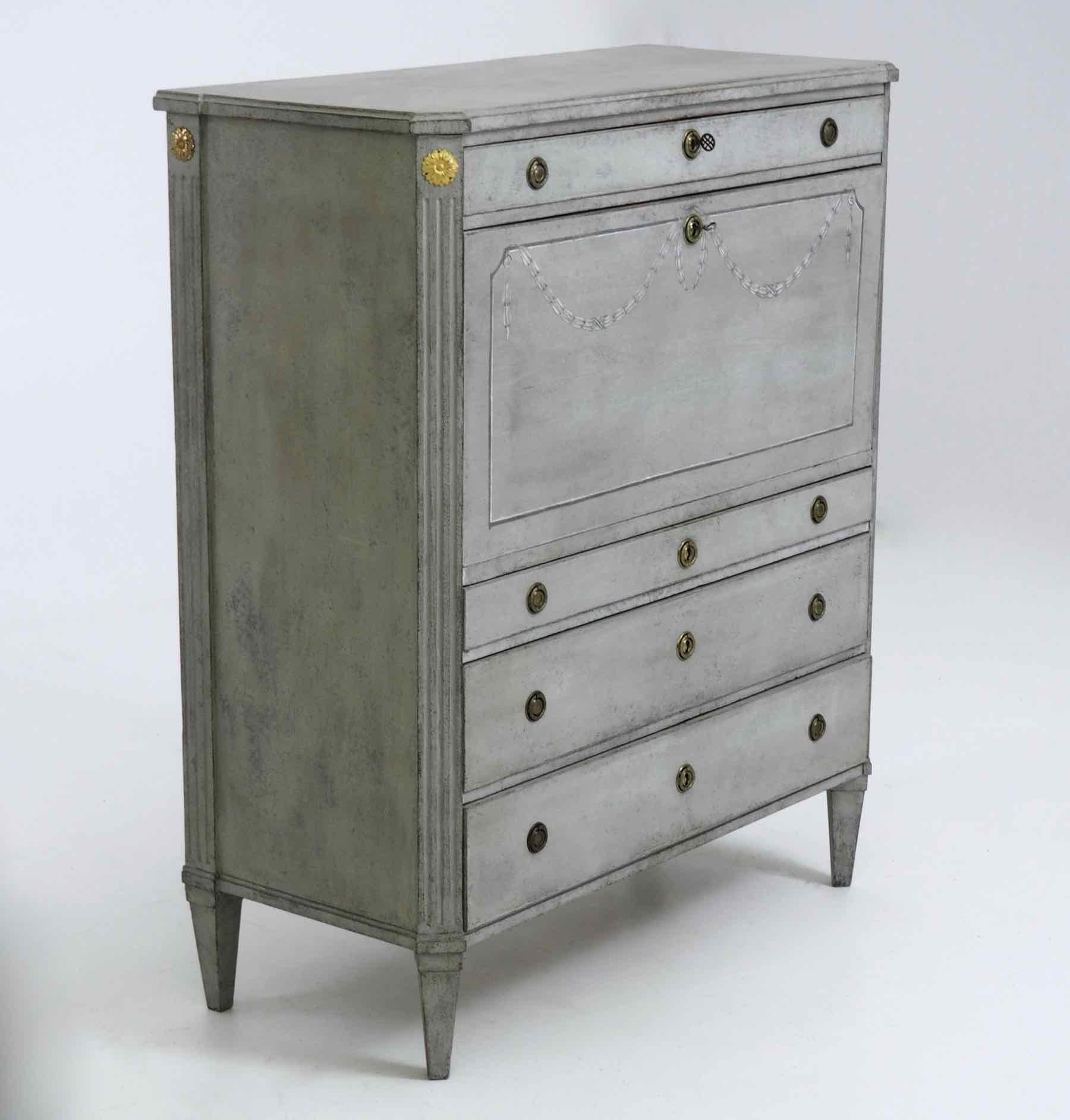 Late 18th Century 1790s Fine Gustavian Secretary, Made by Stockholm Master
