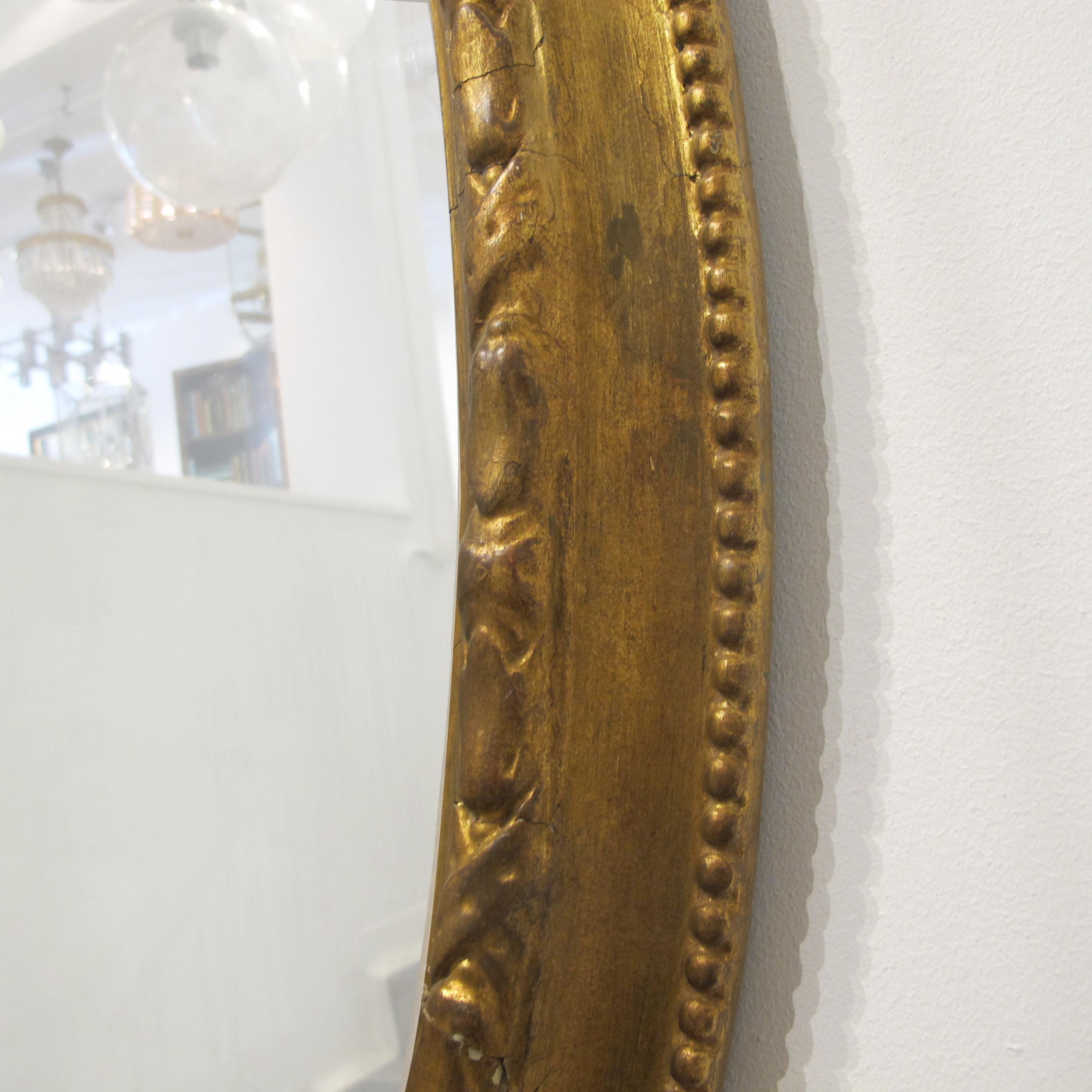 1790s Georgian Large Oval Mirror with Gilt Wood Frame, English In Good Condition For Sale In London, GB