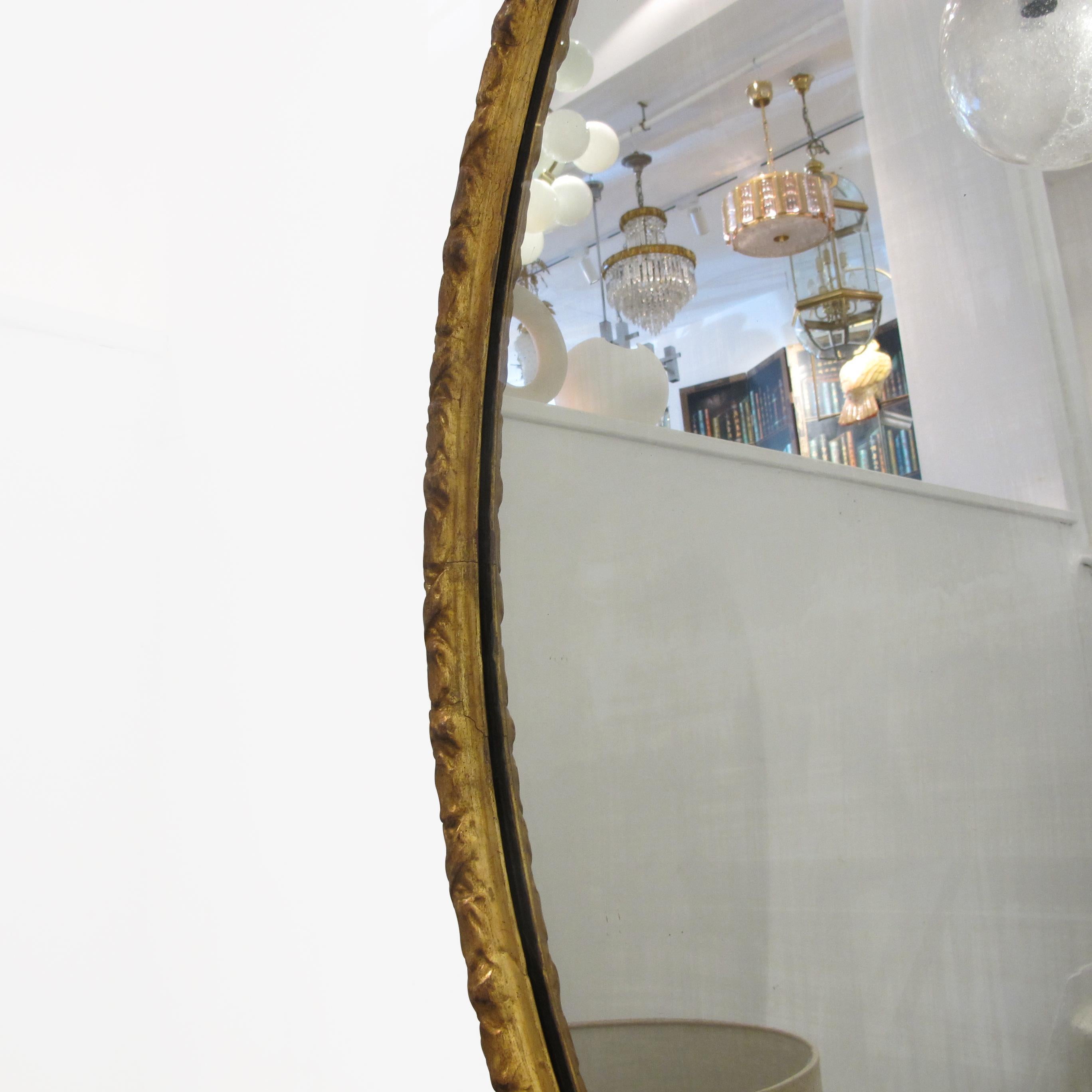 1790s Georgian Large Oval Mirror with Gilt Wood Frame, English  For Sale 1