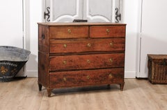 1790s Swedish Walnut Campaign Chest with Five Drawers and Distressed Patina