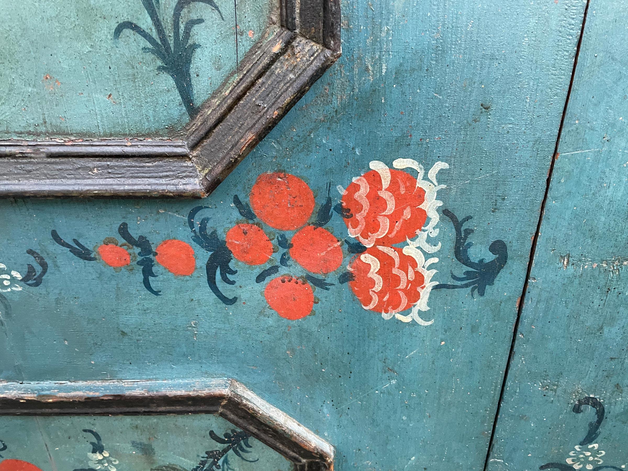 Fir 1791 Blu Floral Painted Wardrobe