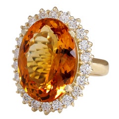 Citrine Diamond Ring In 14 Karat Yellow Gold