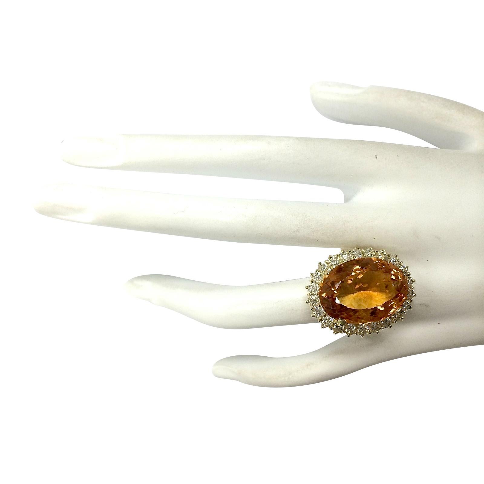 Citrine Diamond Ring In 14 Karat Yellow Gold  In New Condition For Sale In Los Angeles, CA