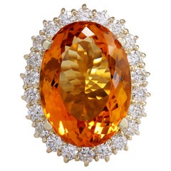 Anello con diamante citrino in oro giallo 14 carati