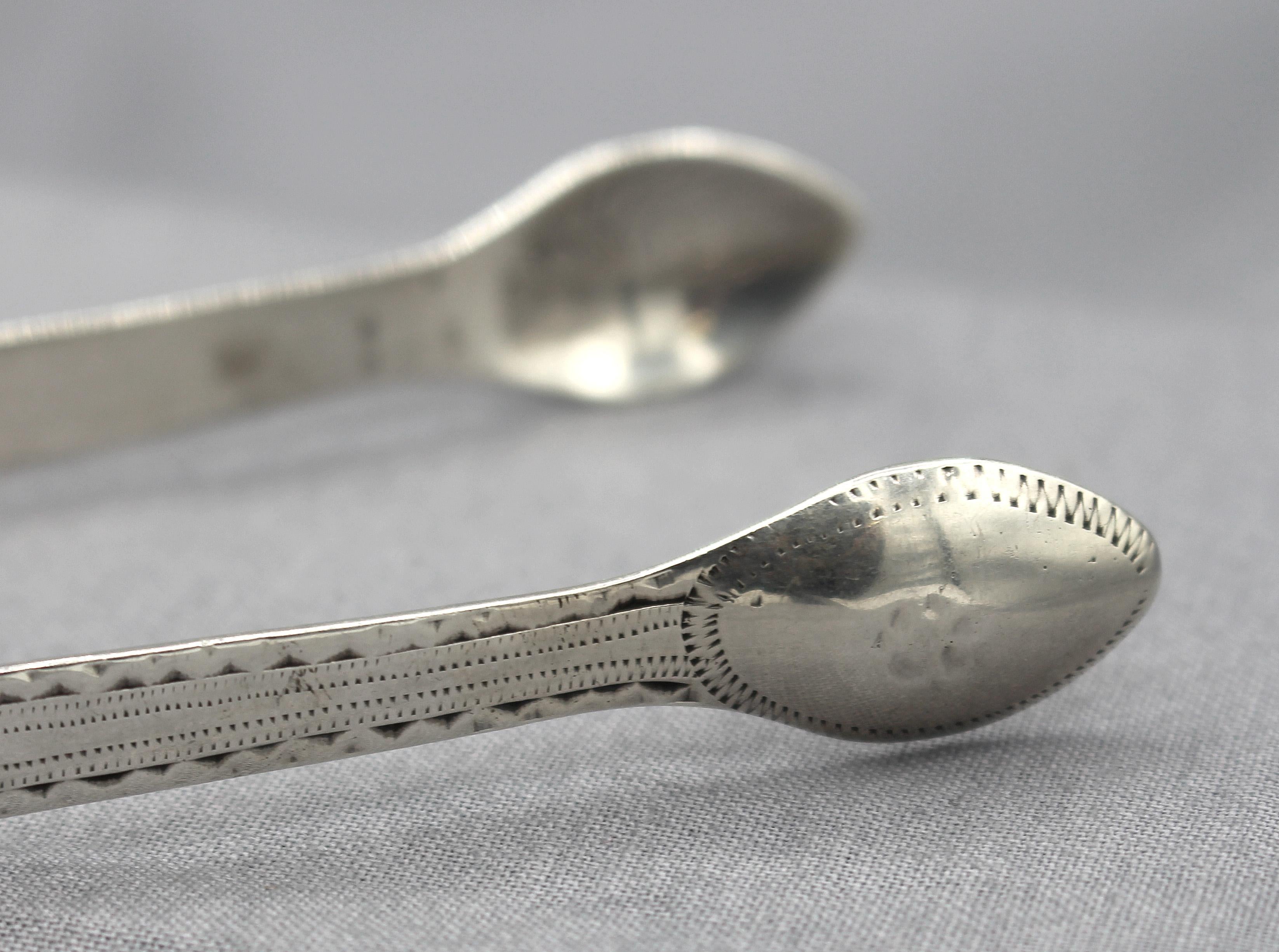 George III 1791 English Sterling Silver Sugar Tongs by Peter & Jonathan Bateman
