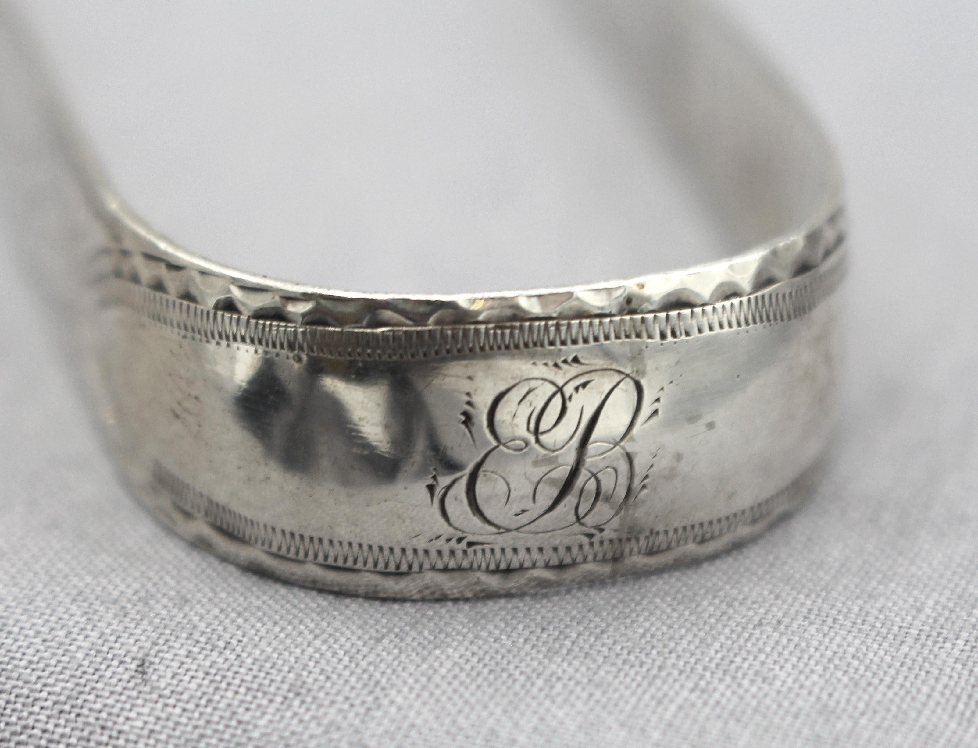 Engraved 1791 English Sterling Silver Sugar Tongs by Peter & Jonathan Bateman