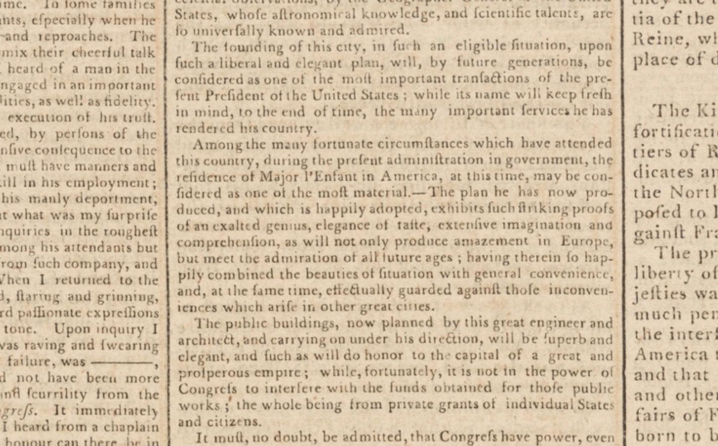 1791 Gazette of The United States, with Plans for the Capital City of Washington 1
