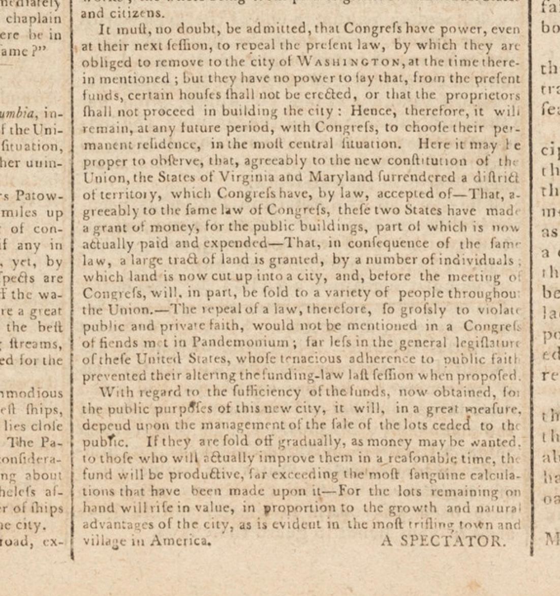 1791 Gazette of The United States, with Plans for the Capital City of Washington 2