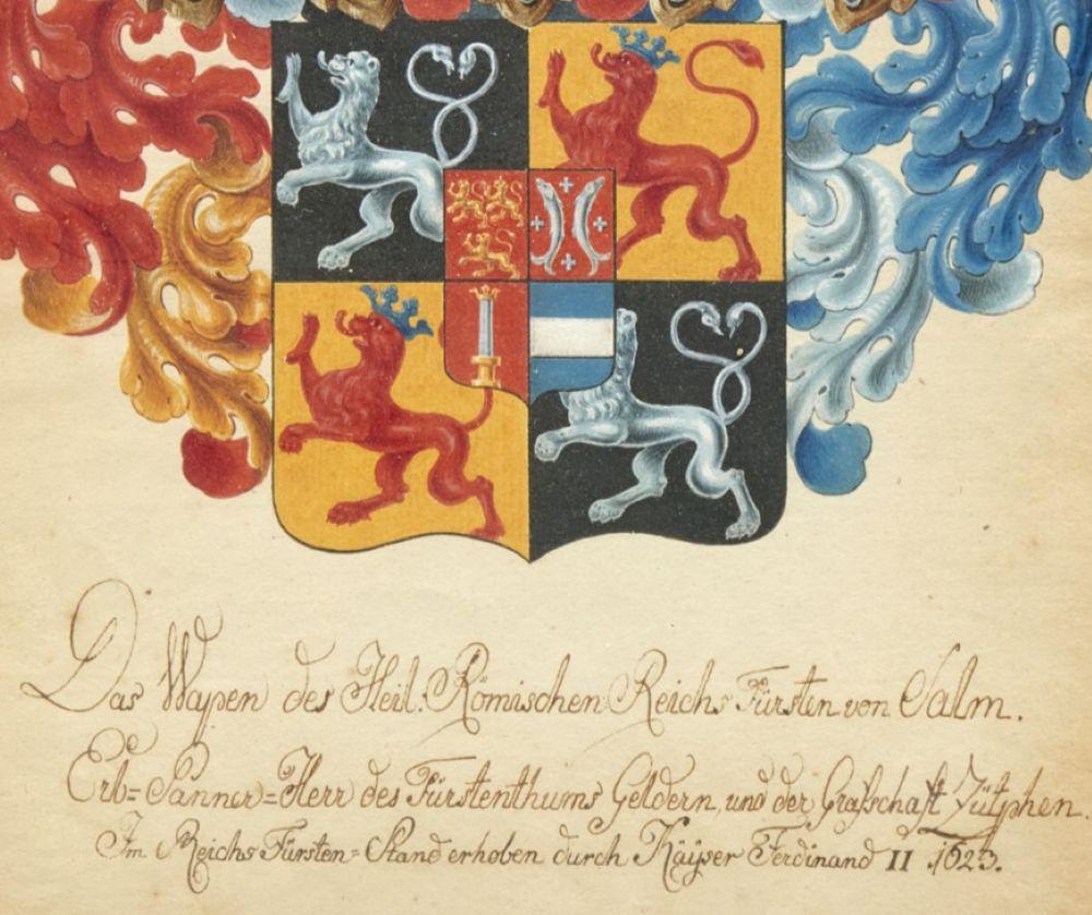 Late 18th Century 1792 German Heraldic Gouache, Ink and Watercolor with Imperial Inscription For Sale