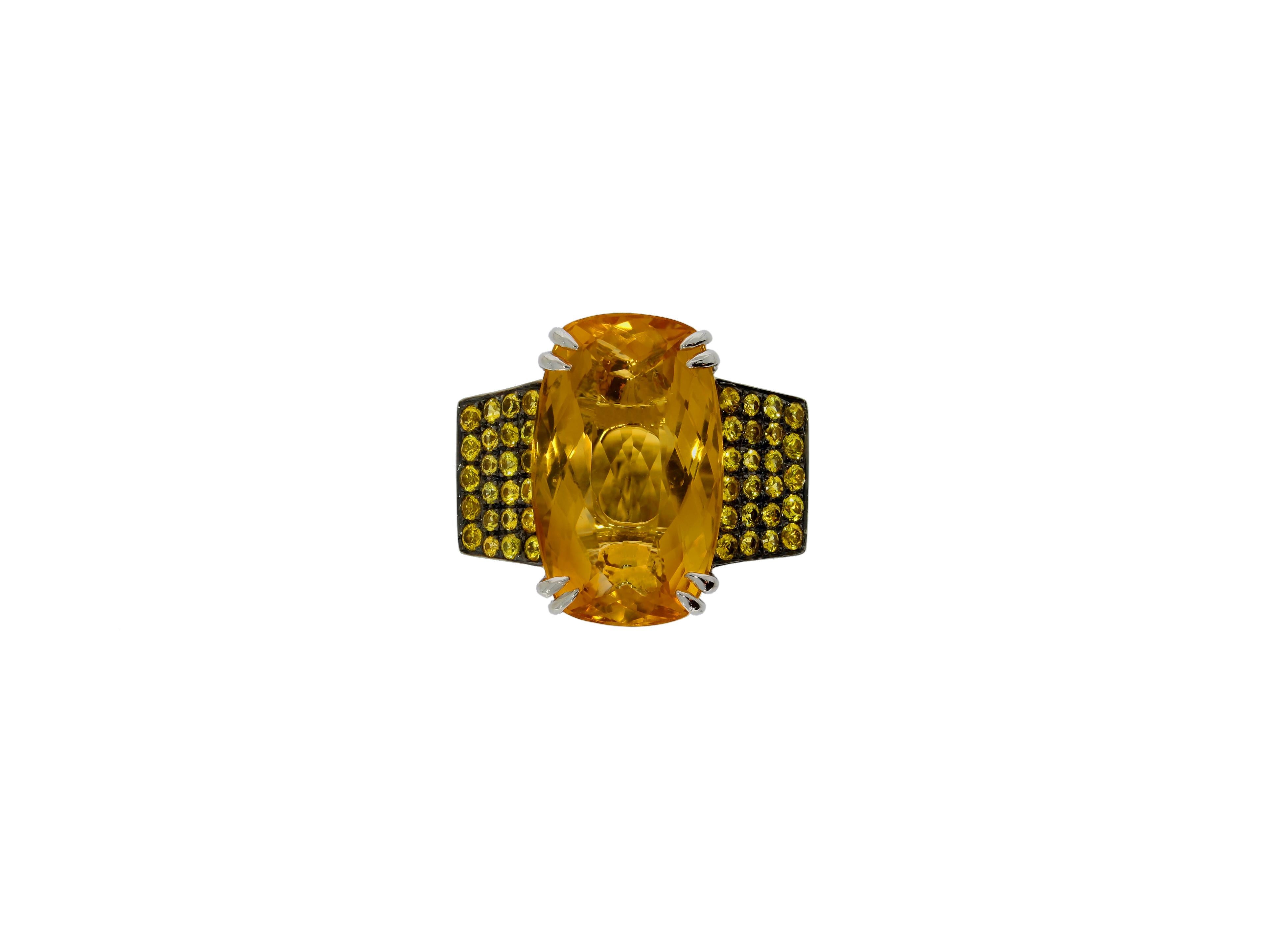 Women's Chatila 17.93 Carat Citrine and Yellow Sapphire Cocktail Ring For Sale