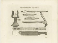 1793 Ethnographic Engraving of Otaheitean Tools in Tahiti, French Polynesia