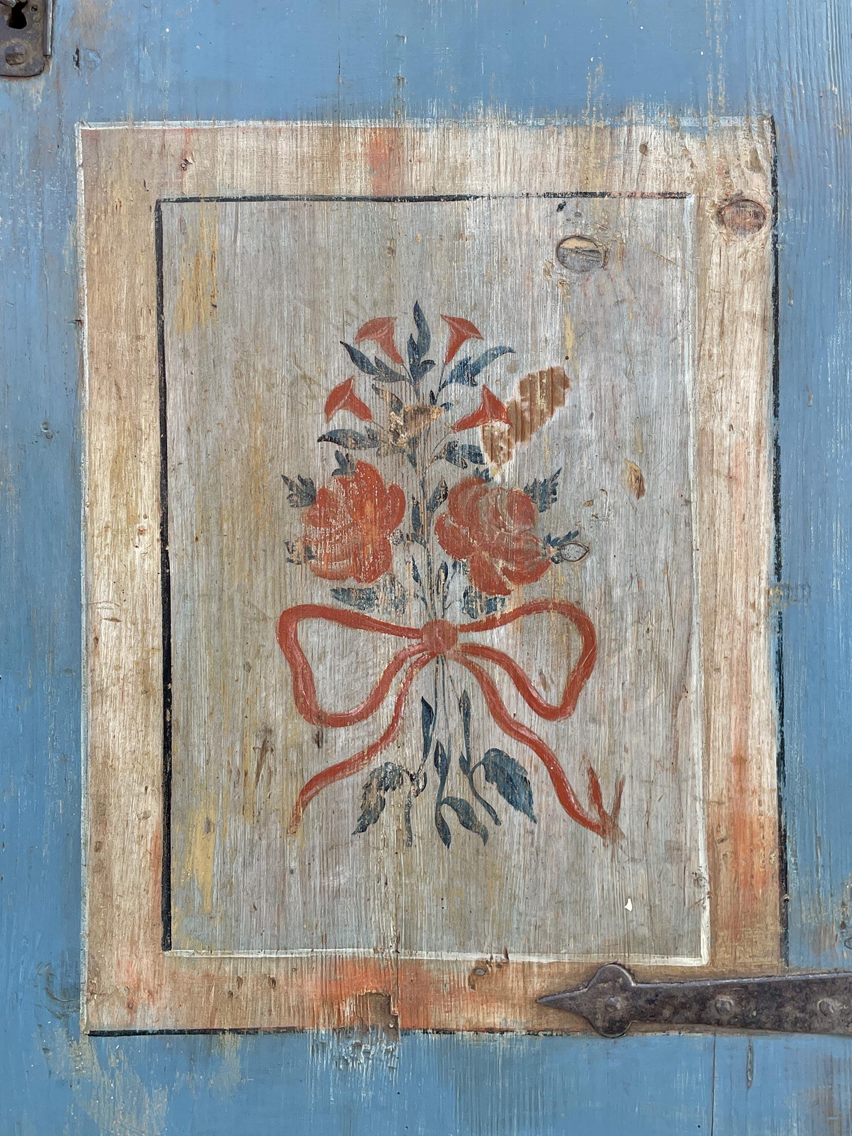 1793 Credenza dipinta con fiori blu chiaro 5