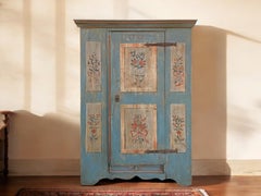 1793 Light Blue Floral Painted Cupboard