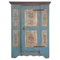 1793 Light Blue Floral Painted Cupboard