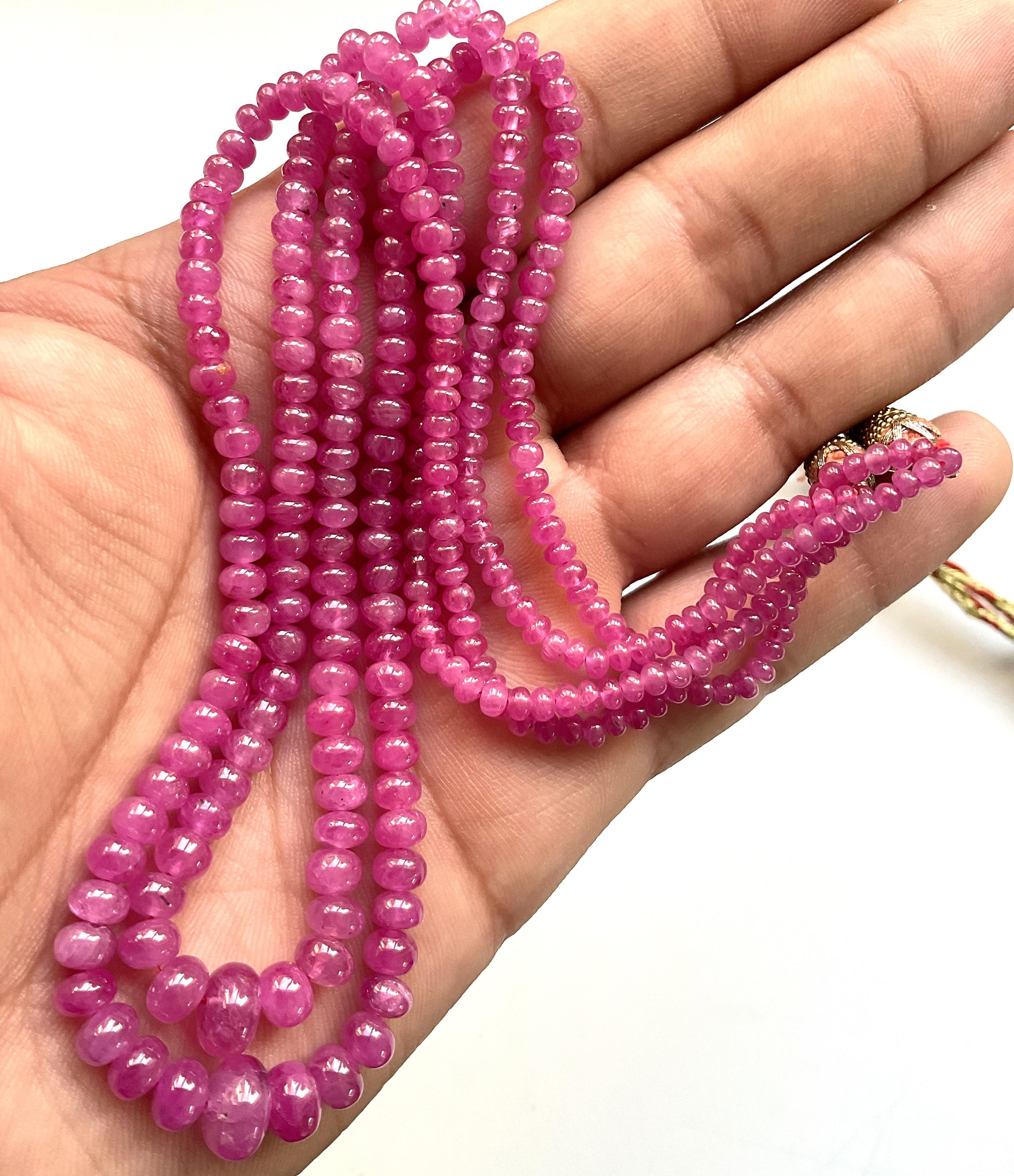 179.32 Carats Burma Ruby Heated Beaded Necklace Top Quality Natural Gemstone 7