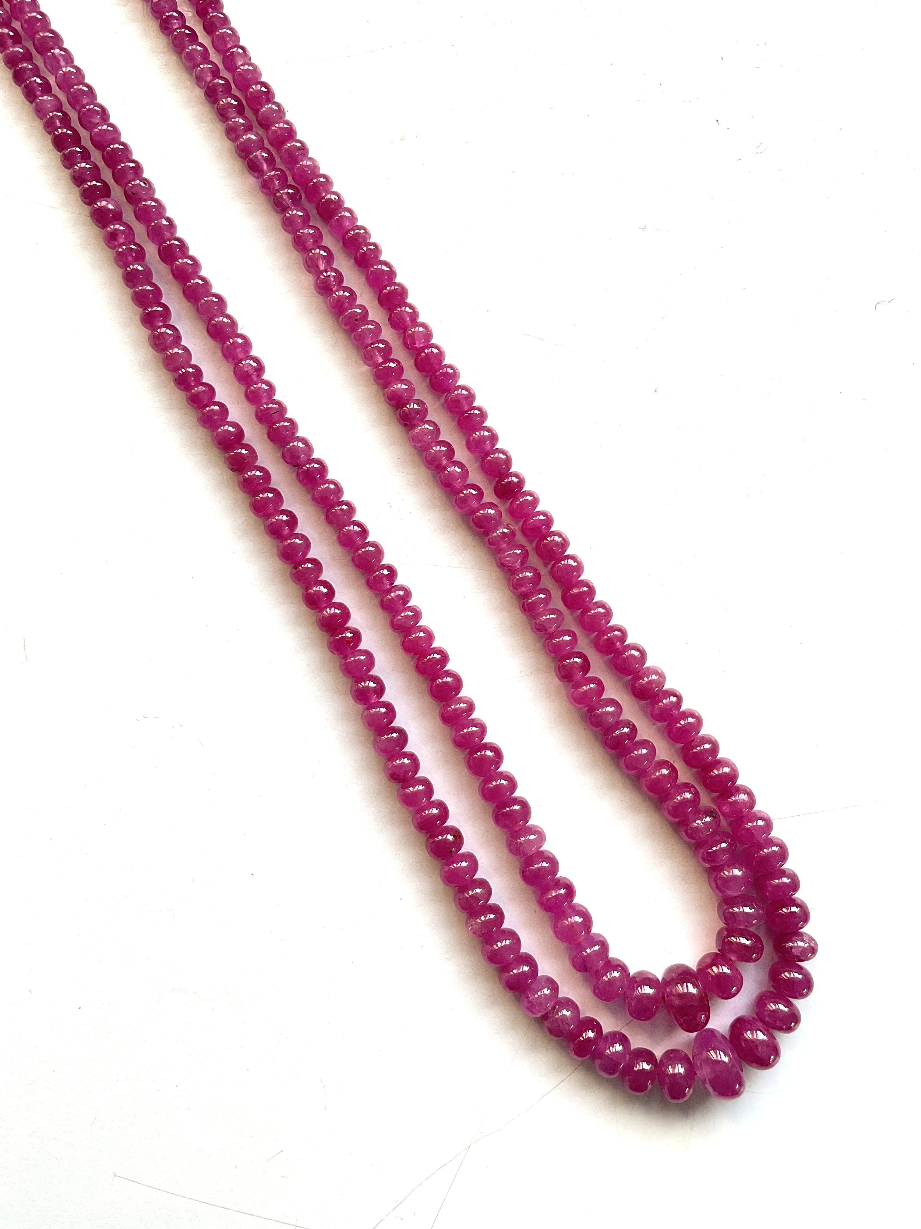 179.32 Carats Burma Ruby Plain Beaded Necklace Top Quality Natural Gemstone

Gemstone - Ruby
Weight - 179.32 carats
Shape - Beads
Size - 3 To 8 MM
Quantity -  2 Line 