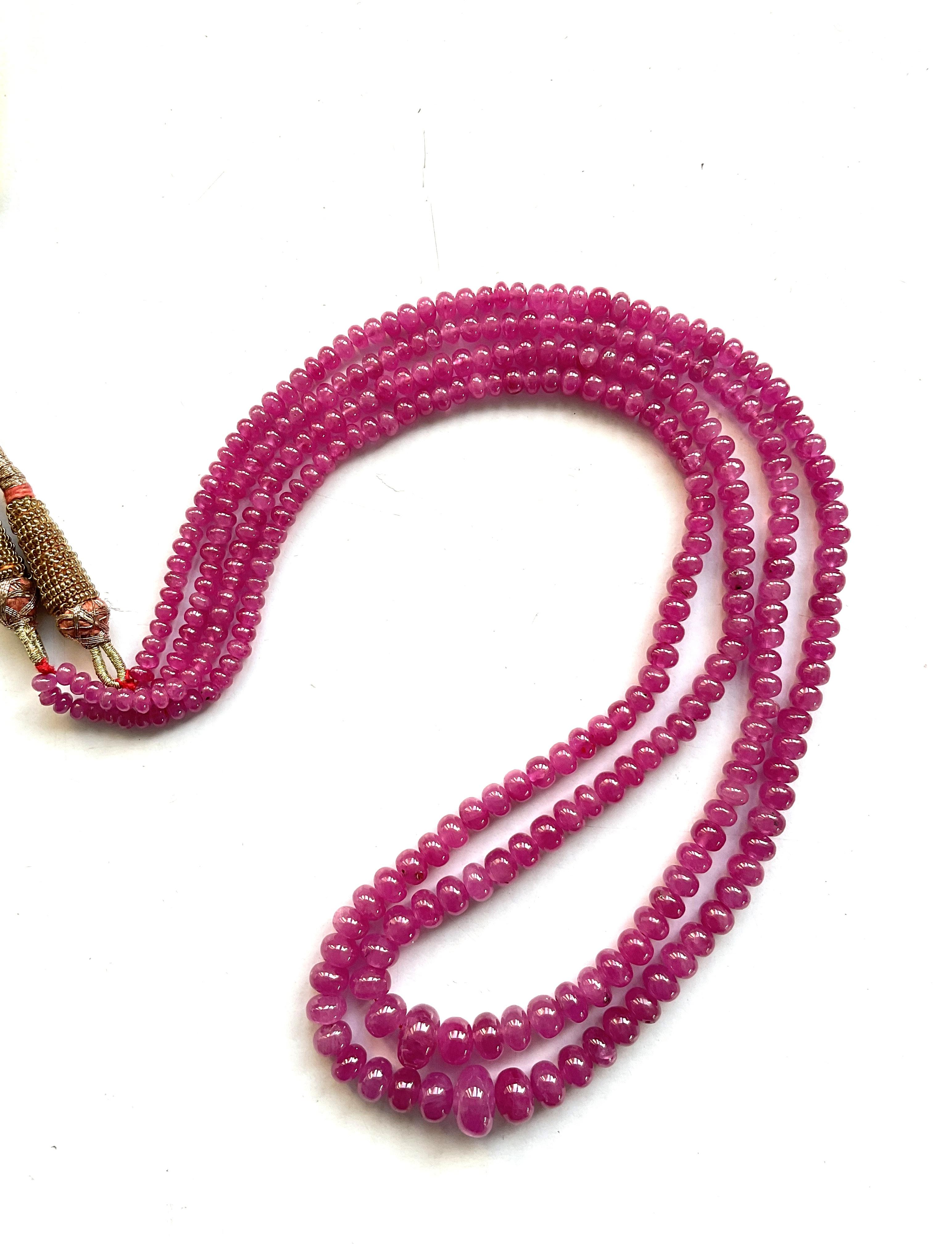 Art Deco 179.32 Carats Burma Ruby Heated Beaded Necklace Top Quality Natural Gemstone