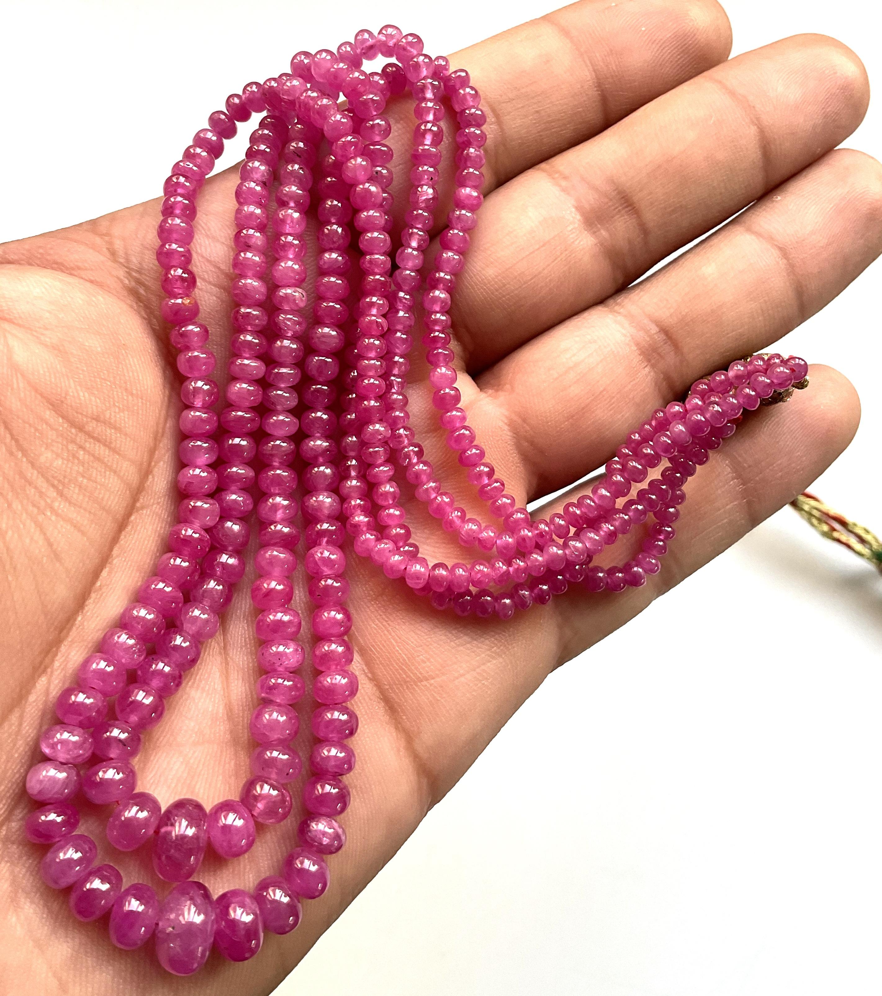 179.32 Carats Burma Ruby Heated Beaded Necklace Top Quality Natural Gemstone 1