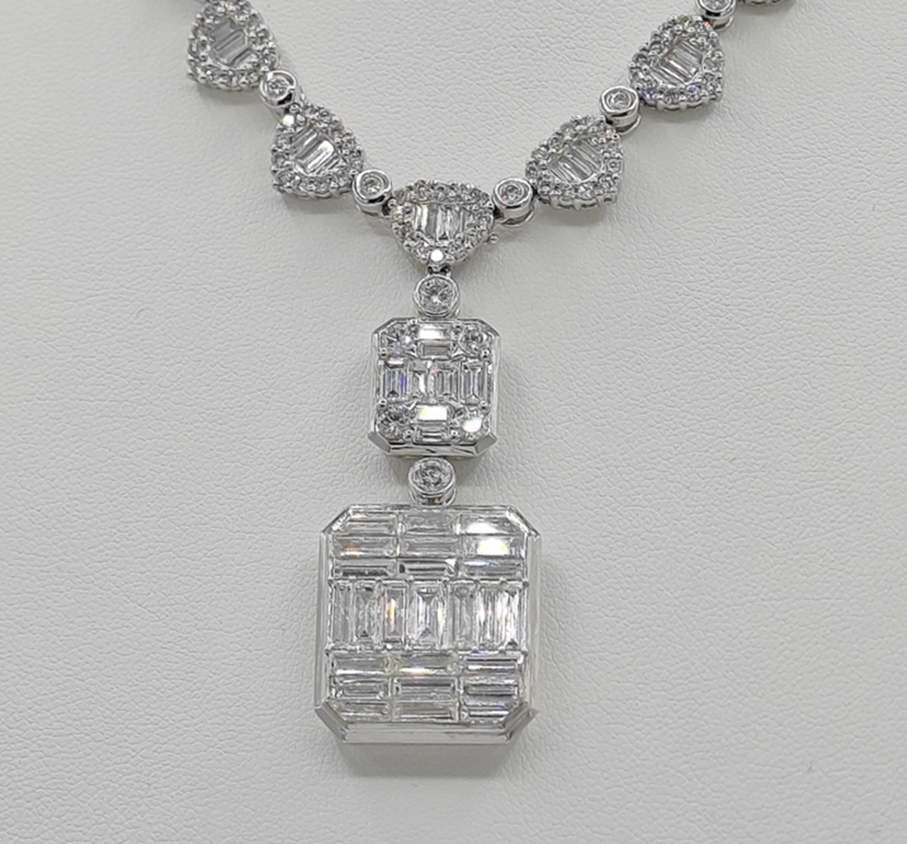 17.94 Carat Diamond White Gold Necklace In New Condition For Sale In New York, NY
