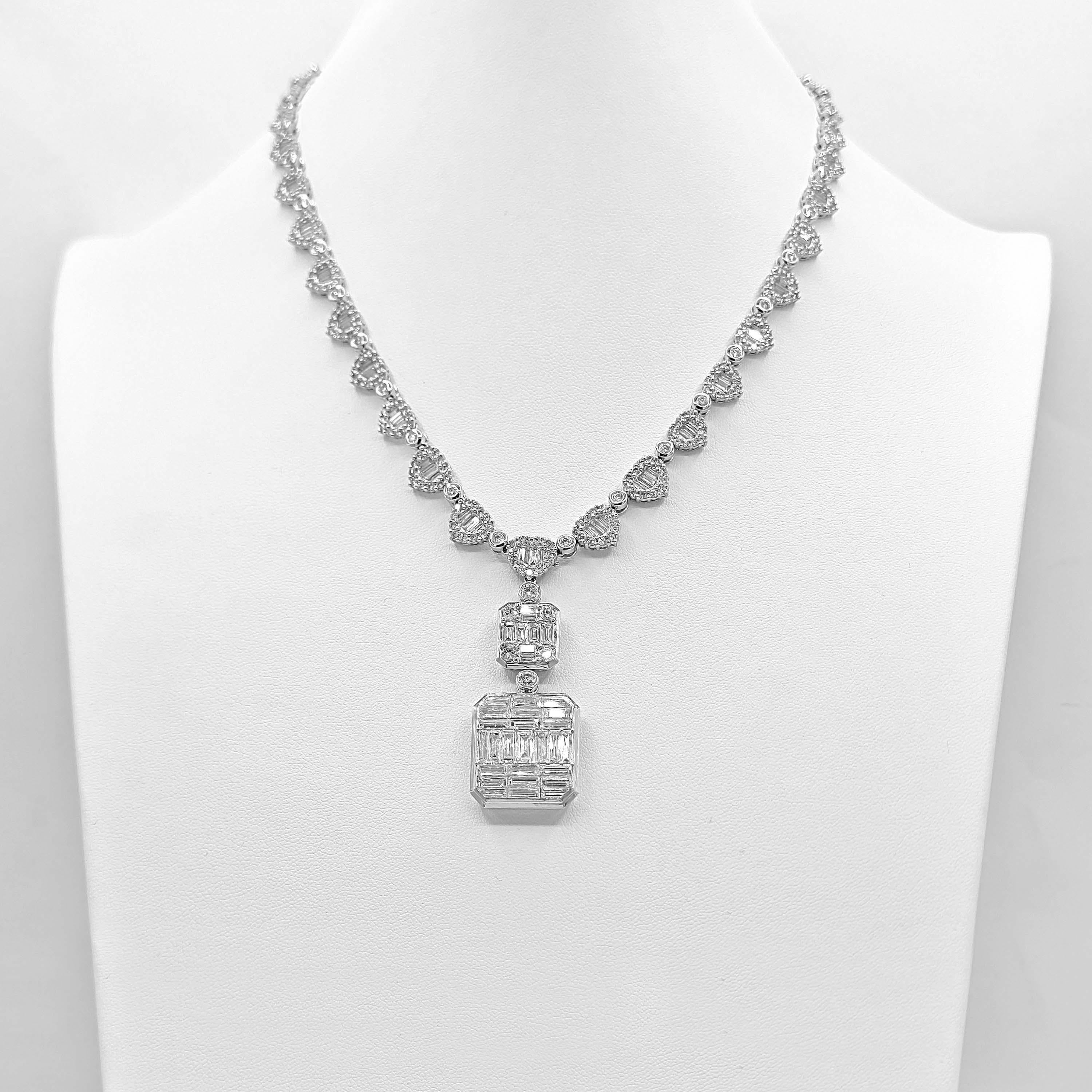 17.94 Carat Diamond White Gold Necklace For Sale 2