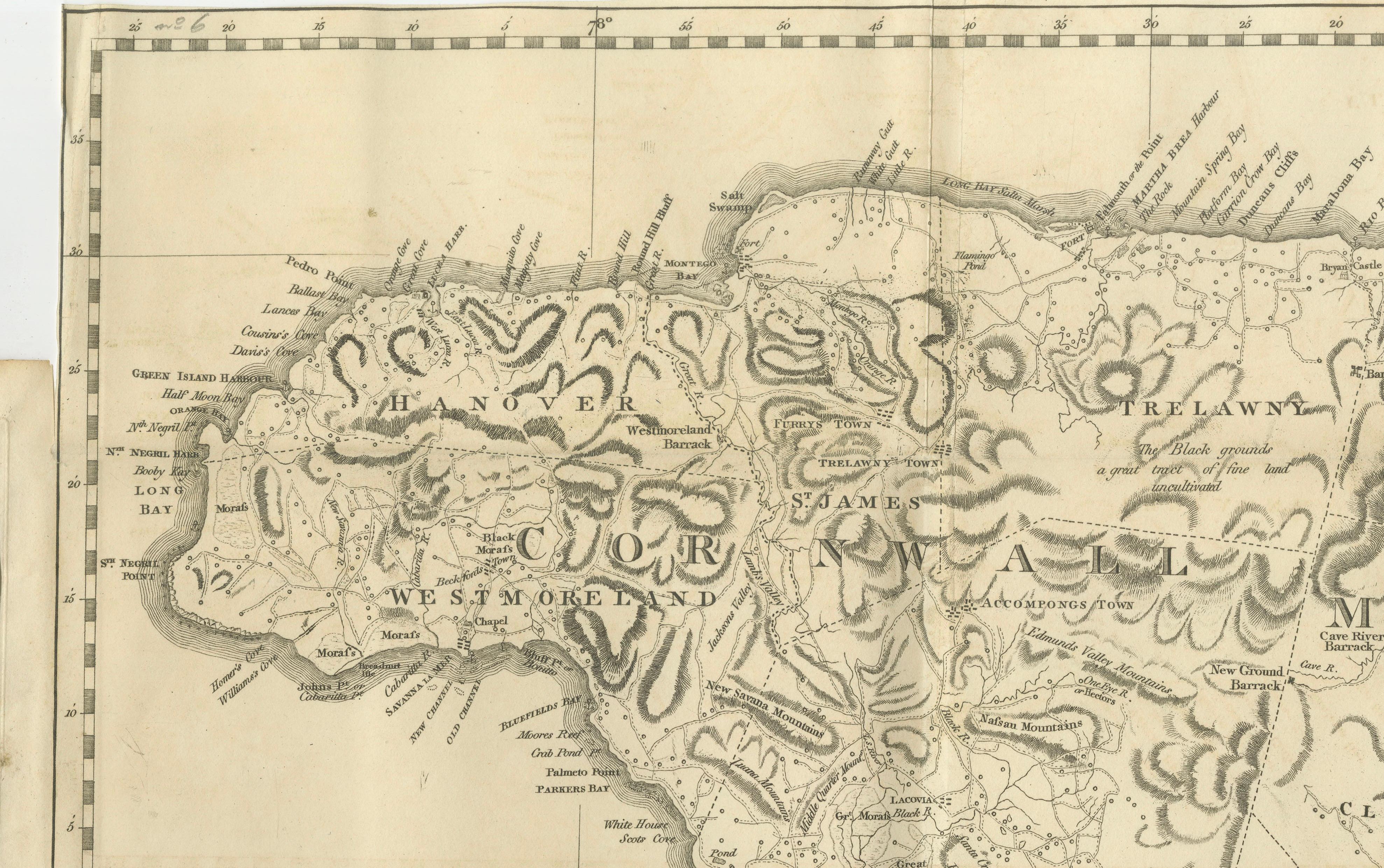 18th Century 1794 Map of Jamaica by Bryan Edwards – Parishes, Plantations, Settlements For Sale